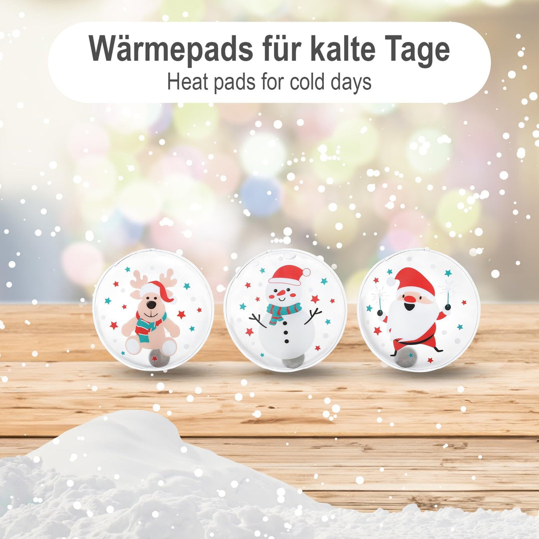 com-four® 6X Taschenwärmer wiederverwendbar - weihnachtliche Handwärmer - Wärmepad für kalte Tage un