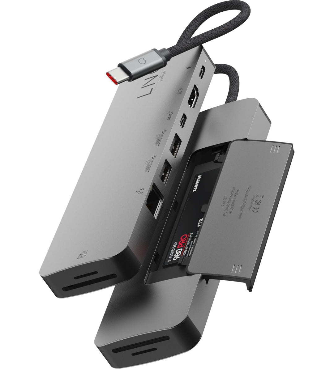 LINQ Connects 9in1 Pro Studio USB-C 10Gbit / s Multiport Hub mit Stromversorgung, 4K HDMI, NVME M2 S