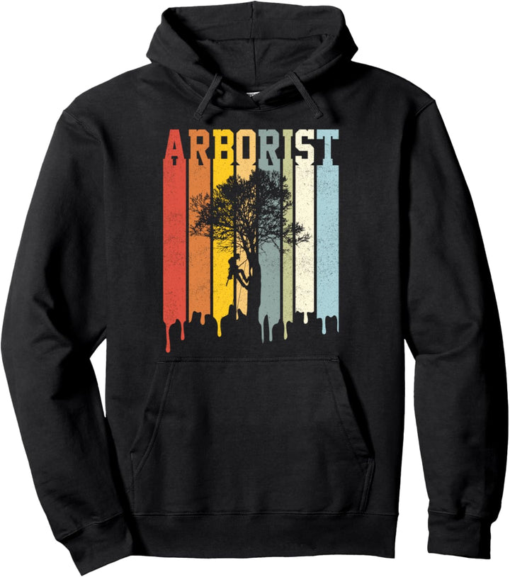 Cool Text Strips Vintage Retro Style Design Arborist Pullover Hoodie