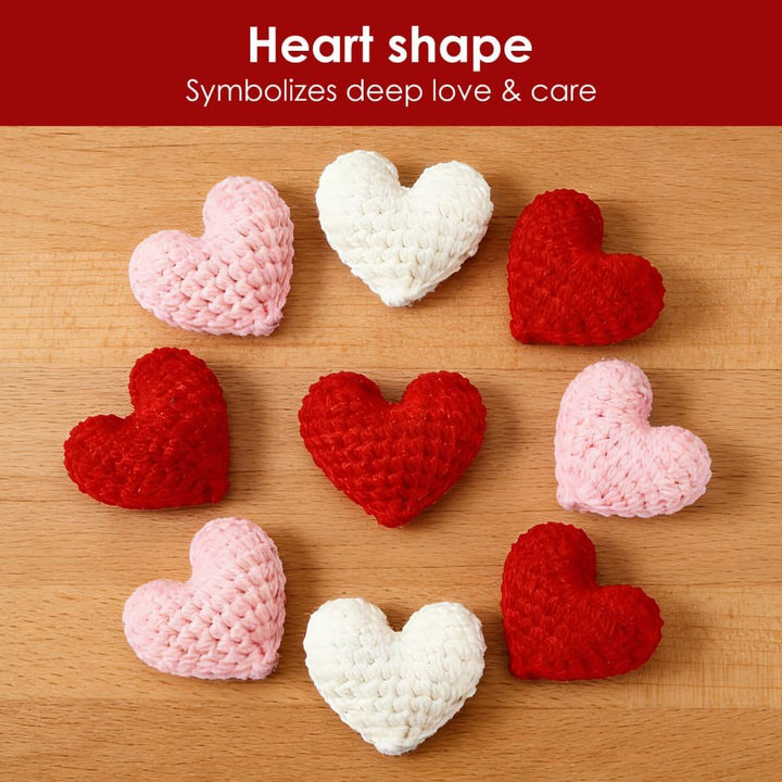 DONGKER Mini Häkelherzen, 24/36 Stück Gestrickte Valentinstag Schalenfüller, 5,5x5 cm, 3 Farben, Häk