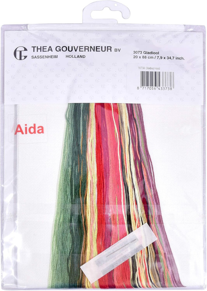 Thea Gouverneur - Kreuzstich-Set - Roter Gladiolus - Aida - 18 Count - Für Erwachsene - 3073A, Roter