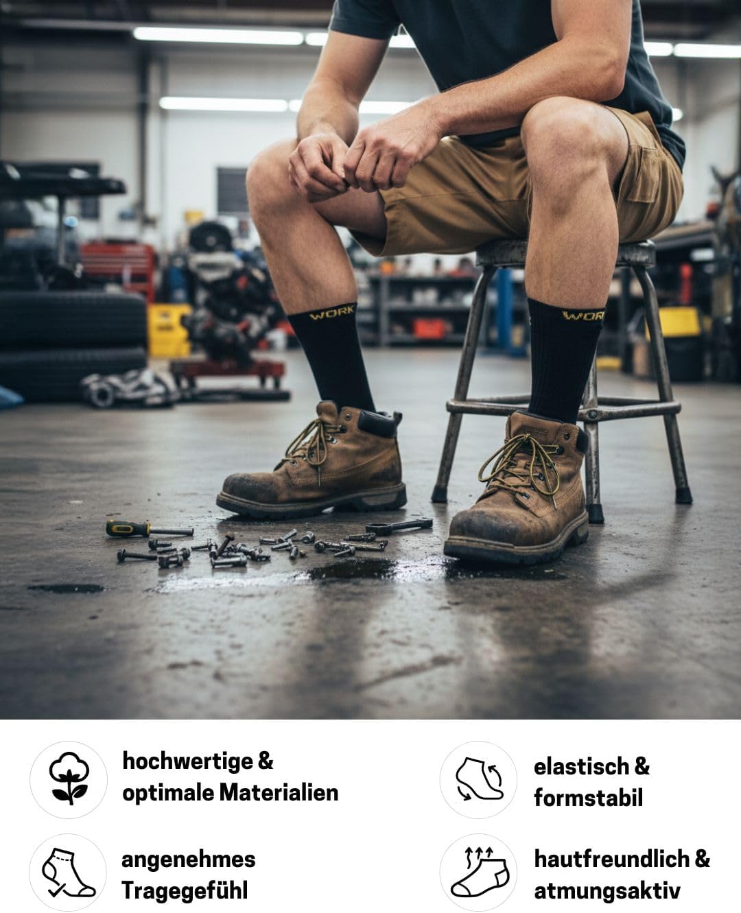 Herren Arbeitssocken (10 oder 20 Paar) WORK Socken Baumwolle 43-46 20 Paar | Schwarz, 43-46 20 Paar