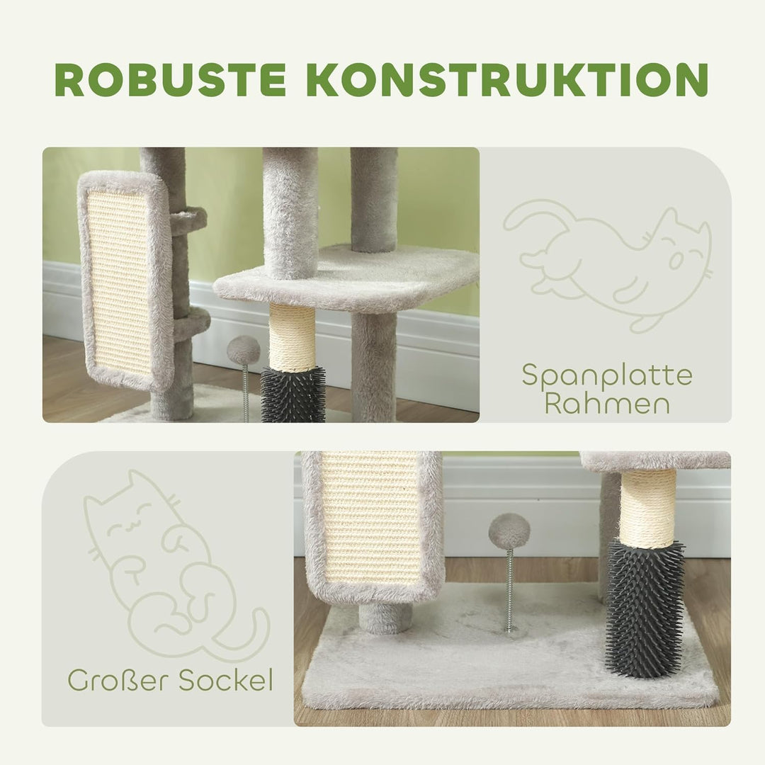 PawHut Kratzbaum 104 cm mehrstöckiger Katzenbaum mit Katzenhöhle, Bett, Katzenkratzbaum mit Sisal-Kr