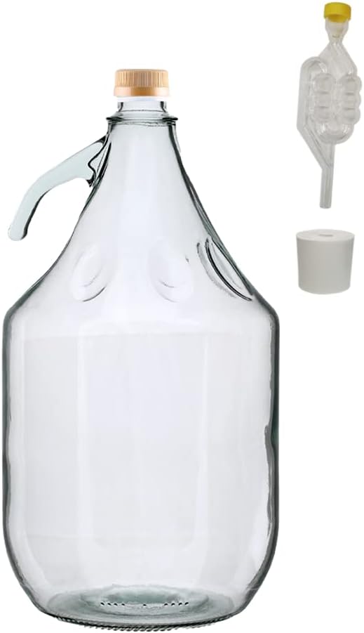 Demijohn 5 l (5000 ml) mit Schraubverschluss – Airlock, Bung Gärflasche Cider Carboy 1 Gallone, Wein