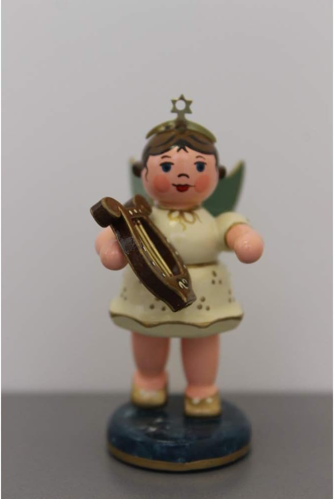 Engel mit Leier - 6,5cm / Weihnachtsengel - Original Erzgebirge Engel -Hubrig Volkskunst