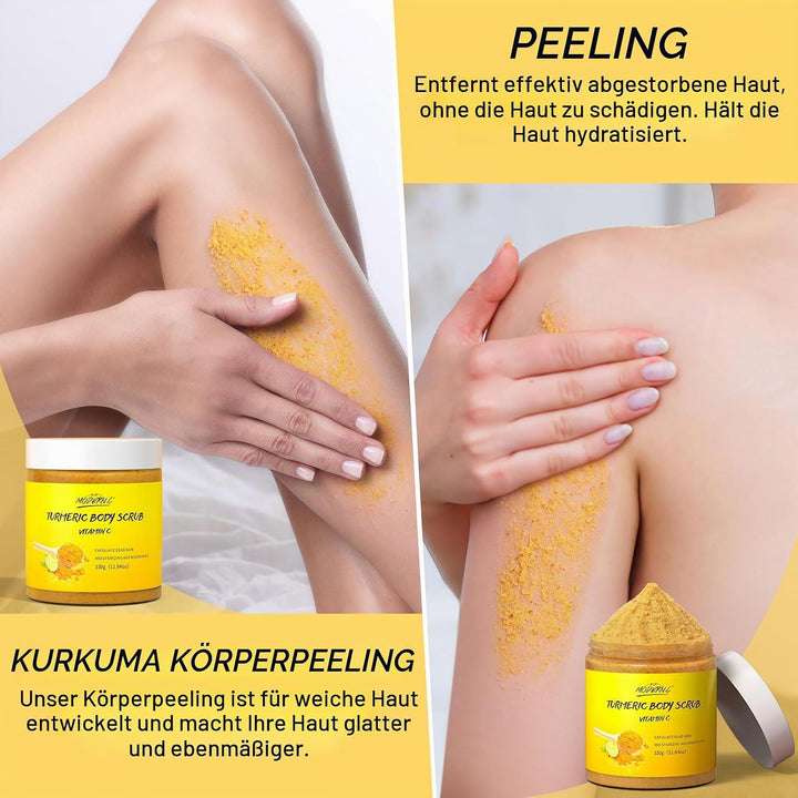 Körperpeeling mit Kurkuma Vitamin C, Peeling, entfernt abgestorbene Haut, verbessert dunkle Flecken,
