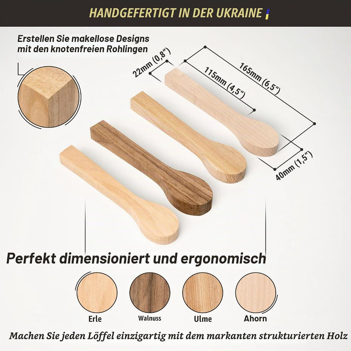 BeaverCraft Holzschnitz-Löffelrohlings-Set BB3 – Holzrohling zum Löffelschnitzen – Schnitzholz – Wei