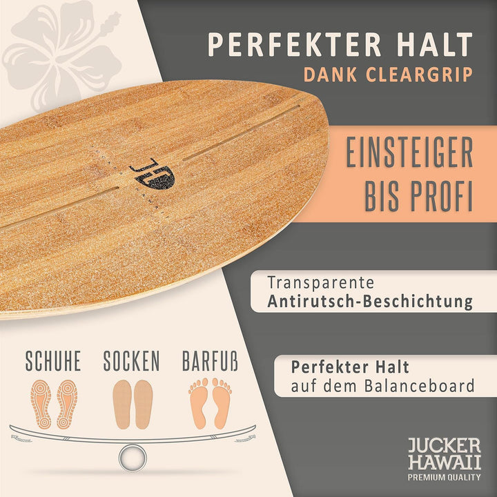 JUCKER HAWAII Balance Board Ocean Rocker - Balanceboard mit Rocker Shape (100% Echtholz) und extra r