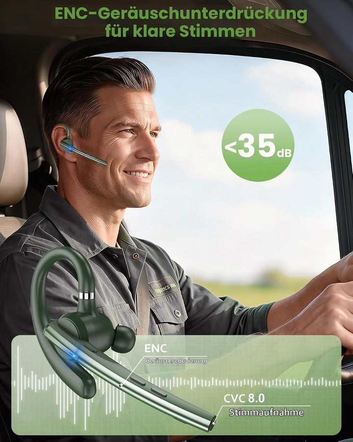 New Bee Bluetooth Headset mit 72h Spielzeit Bluetooth V5.1 Freisprech Headset Handy mit LED Ladecase