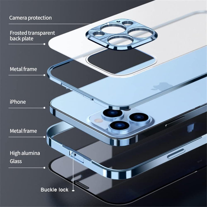 Hülle für iPhone 14 Pro 360 Grad Bildschirm und Kamera Schutz Magsafe Cover mit Sperren Schnalle Met