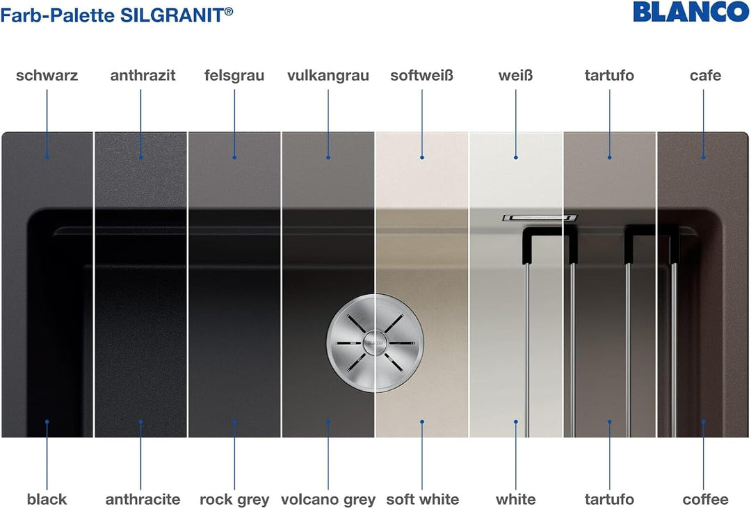 BLANCO ZENAR 5 S | SILGRANIT schwarz | Einbauart: Einbau von Oben | Hauptbecken rechts | mit Ablauff