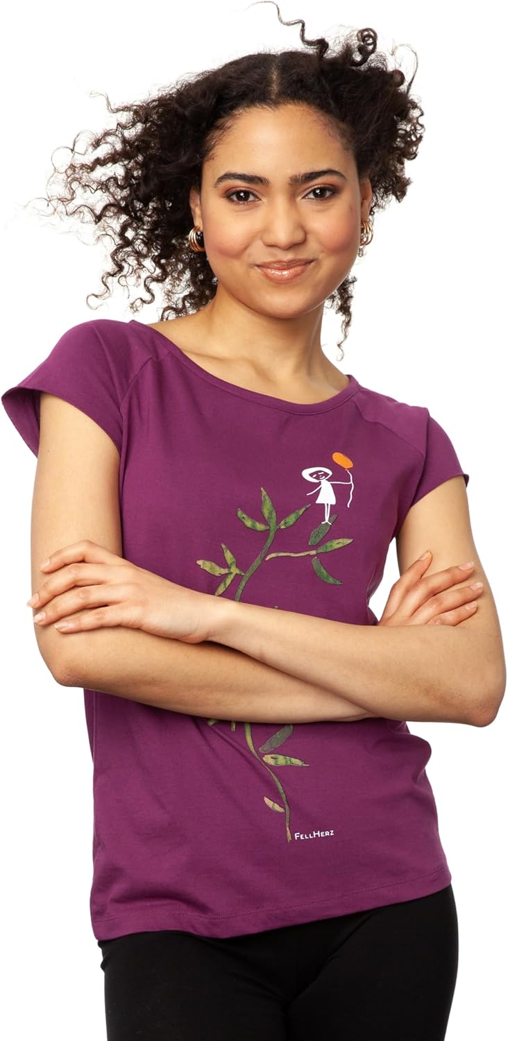 FellHerz Damen T-Shirt Bio Fair und Vegan S Berry, S Berry