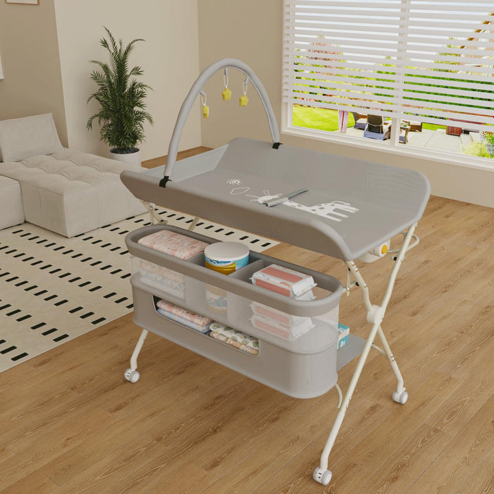OHMG Baby Wickelkombi Mobiler Bade-Wickeltisch faltbar,klappbare Wickelkommode mobiler,Wickeltisch m