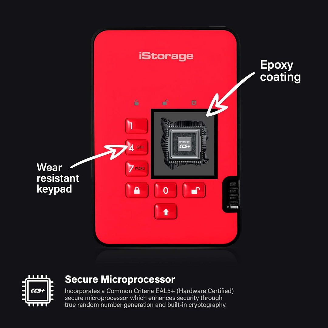 iStorage 182999 diskAshur2 SSD 2TB - Red SSD 2TB Rot, SSD 2TB Rot