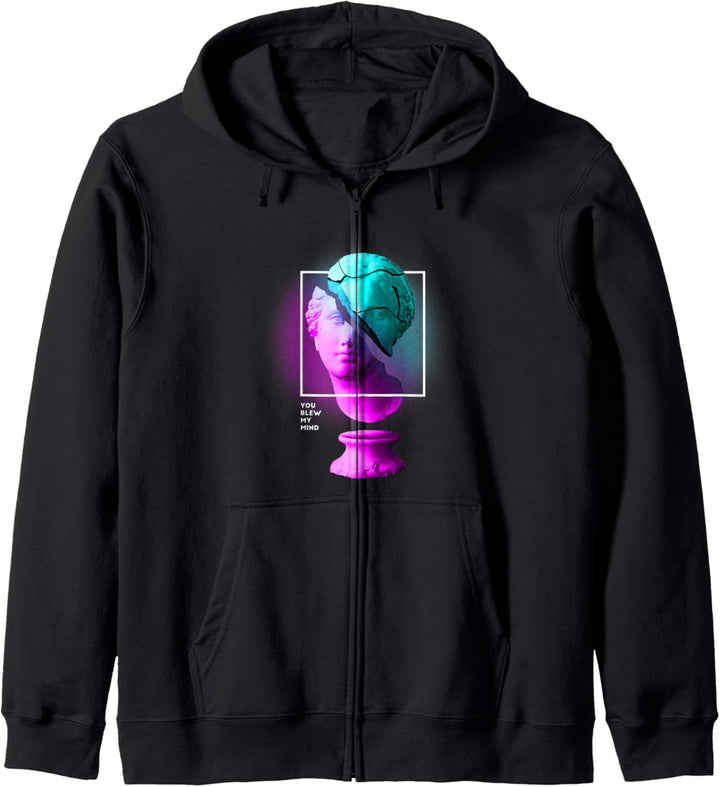 Vaporwave Ästhetische griechische Gottesstatue, Streetwear-Stil Kapuzenjacke