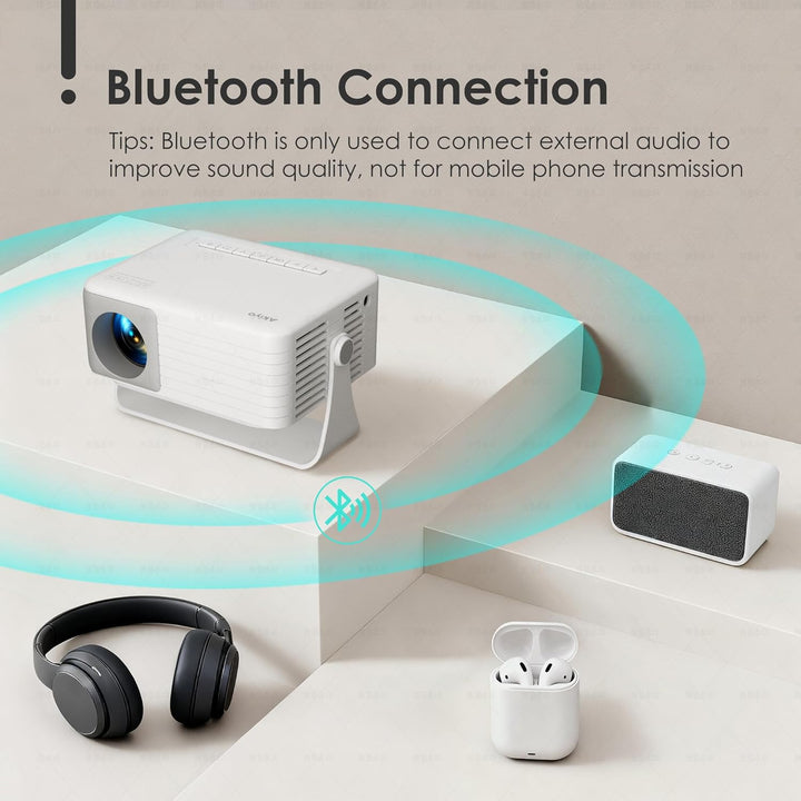 Beamer 4K Unterstützt, AKIYO O4 Smart Projektor mit WiFi 6 und Bluetooth 5.4, Mini Beamer Handy Auto