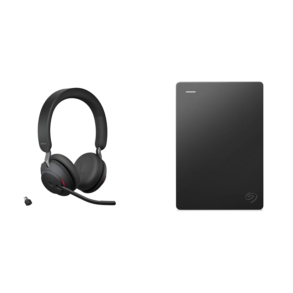 Jabra Evolve2 65 Wireless PC Headset &amp; Seagate Portable Drive 1TB tragbare Externe Festplatte, 2.5 Z