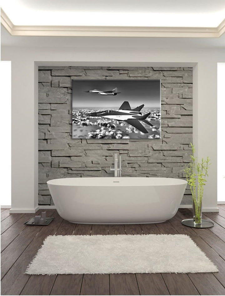 Pixxprint Kampfjets 100x70cm Leinwandbild Wandbild Kunstdruck, 100x70
