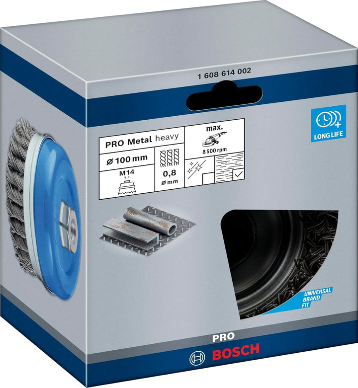 Bosch Accessories Bosch Professional 1x Topfbürste (Ø 100 mm, M14, 0.8mm, Gezopfter Stahldraht, Zube