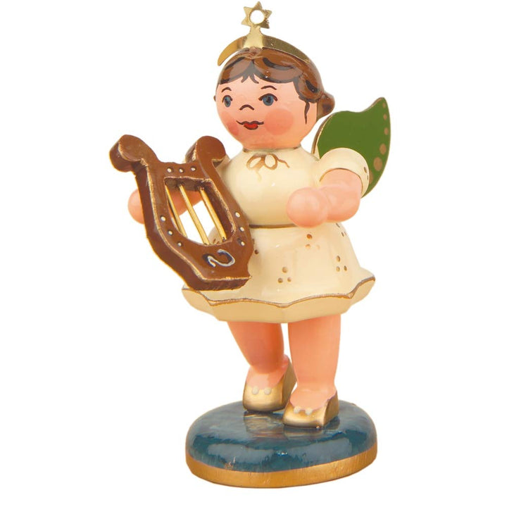 Engel mit Leier - 6,5cm / Weihnachtsengel - Original Erzgebirge Engel -Hubrig Volkskunst