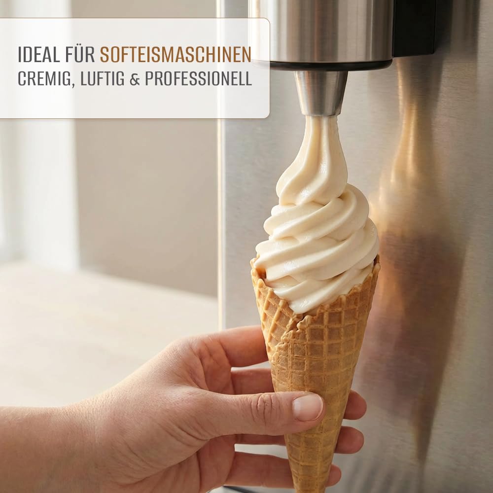 Bazko Sahne Geschmack Eispulver für Eismaschine | Softeispulver Speiseeispulver 2 kg für 6 kg Eis |