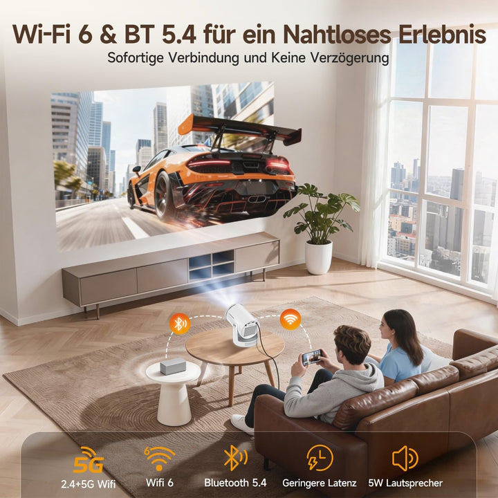 【Autofokus】 Magcubic Mini Beamer 4K HY320pro, Projektor mit Native 1080p, 400 ANSI, 10.000:1 Kontras