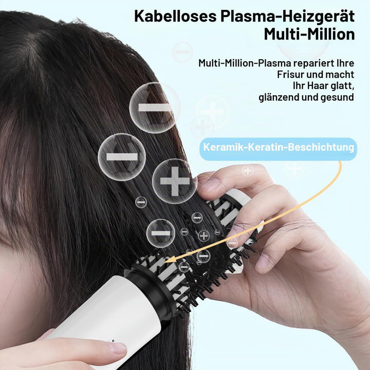 Dricar Kabellose Lockenstabbürste, Tragbare Reise Lockenstäbe Grosse Locken, 40mm Thermobürste Rundb