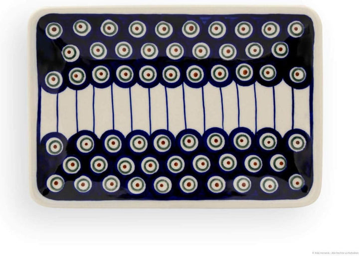 Bunzlauer Keramik Sushi-Teller klein 21,7x15x2,5 cm, Dekor 8