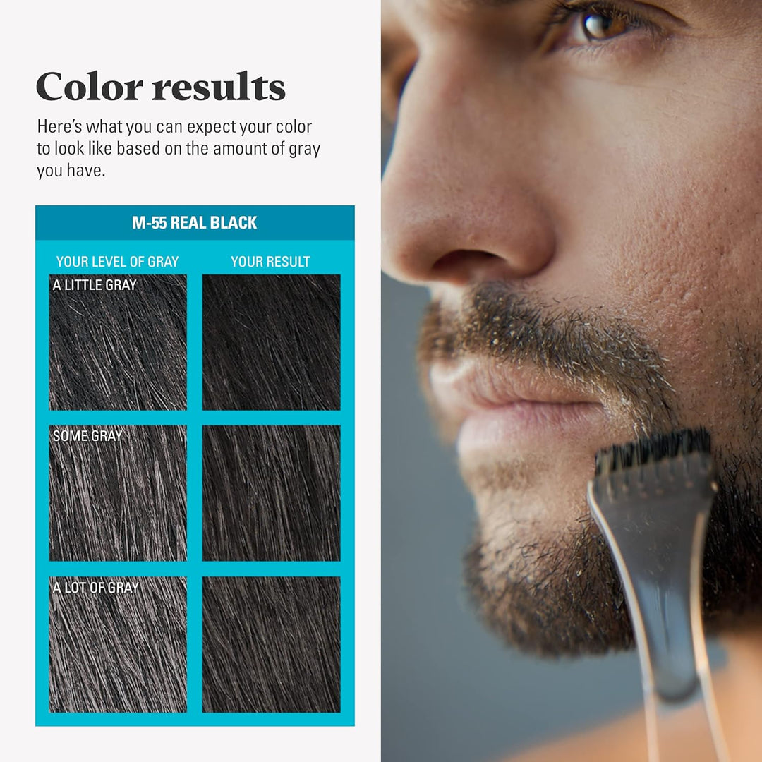 Just for Men Brush-In Farben und Bürste für Schnurrbart und Bart, 1 Set (3-teilig) Real Black M-55,