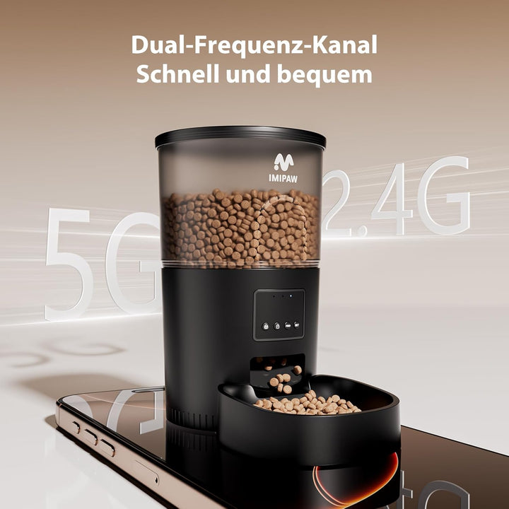 IMIPAW Futterautomat Katze, 5G | 2.4G WiFi Katzenfutter Automat, APP-Steuerung Futterspender für Kat