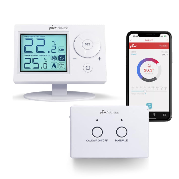 Plikc - Digitales Raumthermostat SKI 2 RFW (Weiss WiFi Wireless), Wei&amp;