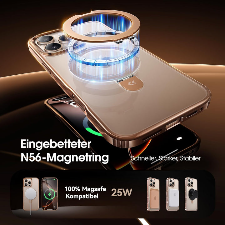 CASEKOO Original Titan Wüstensand für iPhone 16 Pro Max Hülle mit MagSafe-Ständer [Kratzfest &amp; vergi