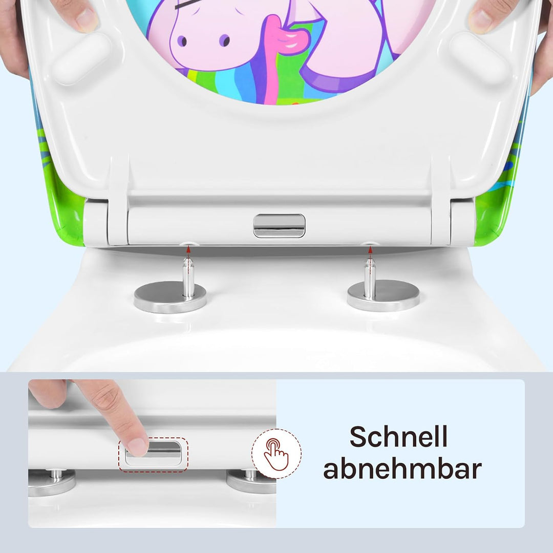 WOLTU Toilettendeckel, WC Sitz mit Absenkautomatik, Klodeckel Klobrille mit Quick-Release-Funktion,