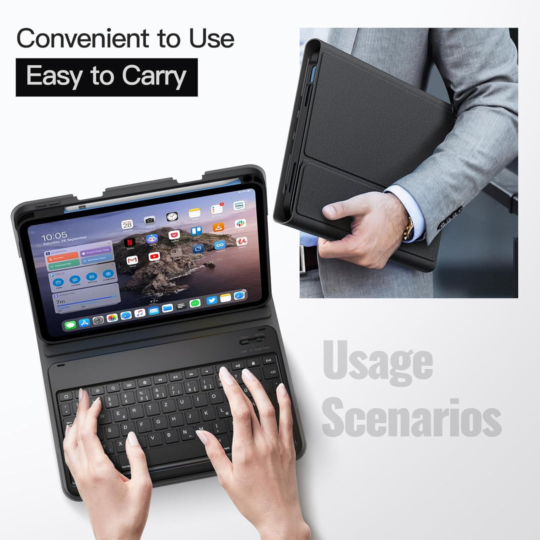 JETech Keyboard Hülle für iPad (A16) 11./10. Generation (2025/2022) mit Stifthalter, Magnetisch Abne