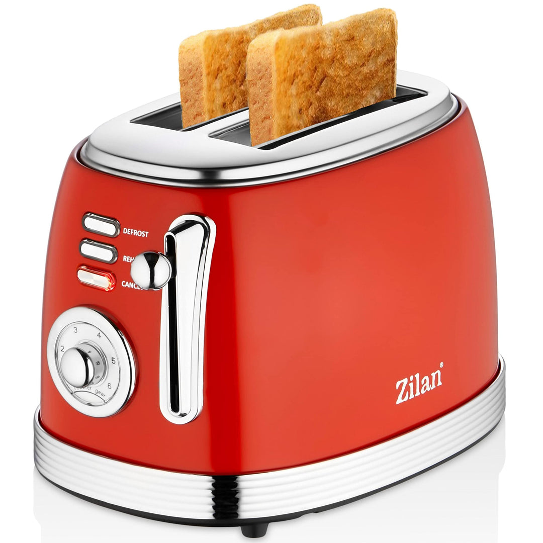 60er Jahre Retro Toaster 2 Scheiben Edelstahl | Toaster 2 Scheiben | Doppelschlitz Toaster | 6 Stufe