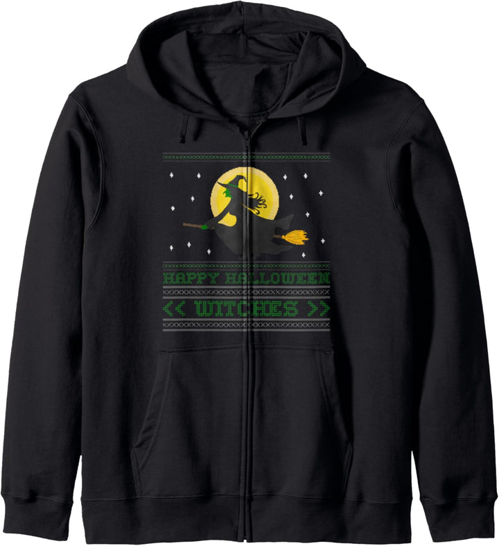 Glückliches Halloweenhexen hässliches lustiges Kostüm Kapuzenjacke