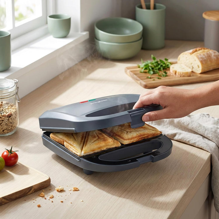 Progress Mellow Sandwichmaker, 2 Scheiben, 750 W | Antihaftplatten, automatische Temperaturregelung,