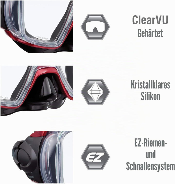 Tusa Visio - Schnorchel-Set tauch-Maske Tasche (Rot)