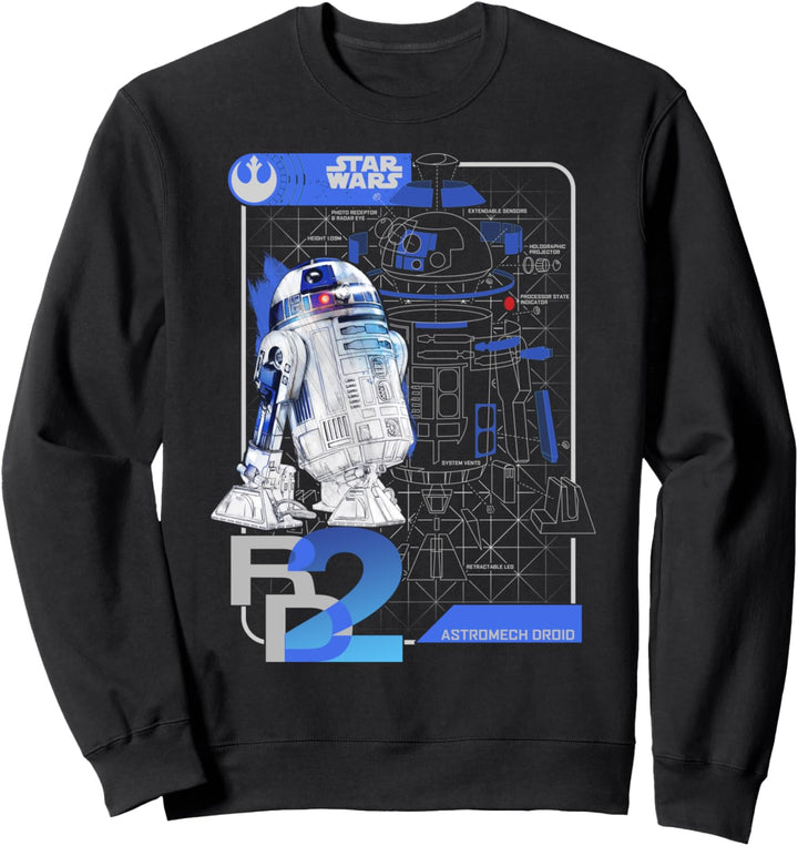 Star Wars Last Jedi R2-D2 Droid Unrendered Schematic Sweatshirt