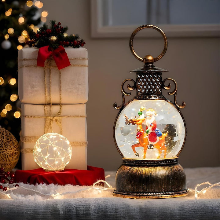 Weihnachts Schneekugel Laterne | Partyszene Requisiten | Beleuchtete Weihnachtskugel mit Weihnachtsm