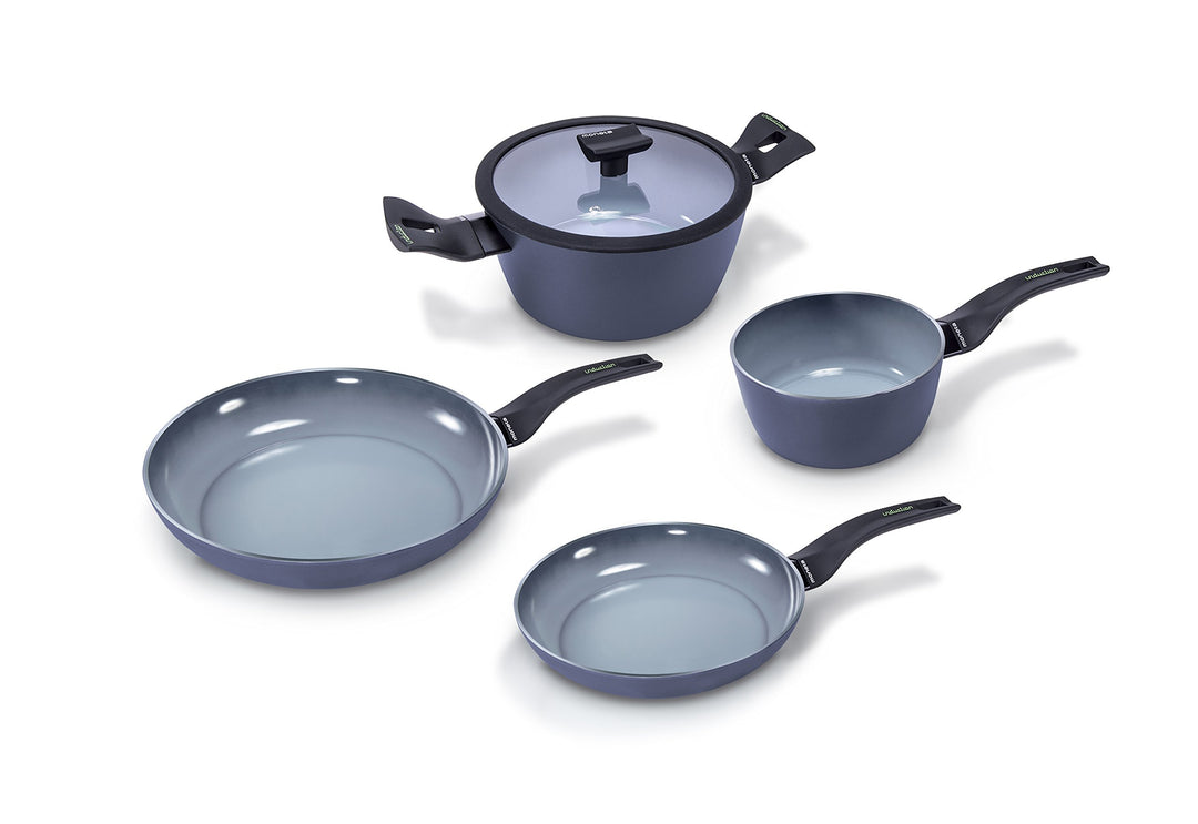Moneta Aria Finegres Set 5 STK: Bratpfanne 20-24cm, Stieltopf 16cm, Kochtopf mit Glasdeckel 20cm Sin