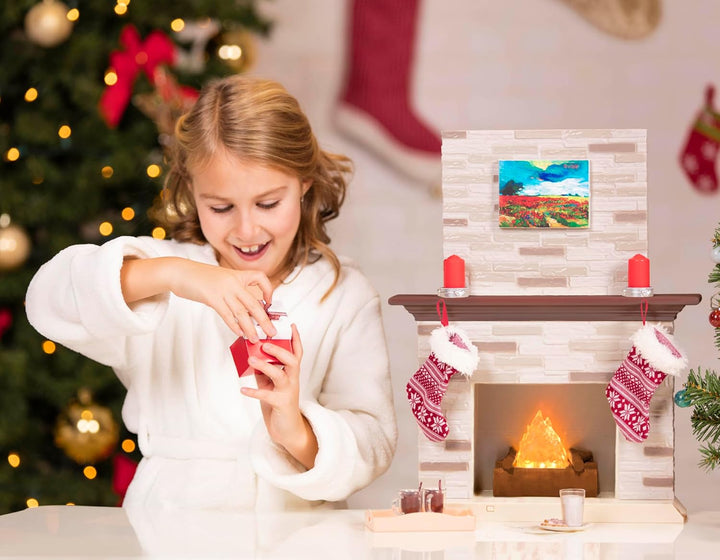 Our Generation Puppenzubehör – Puppenhaus Zubehör Weihnachten mit Weihnachtsbaum, Geschenke, Deko –