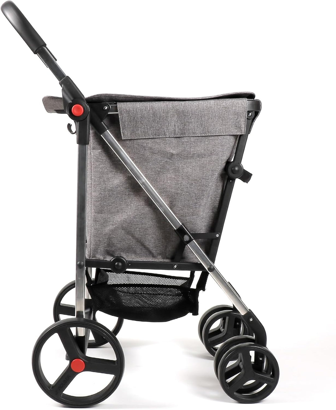 Klappbarer Einkaufstrolley Rolser Basquet Tweed 4 grosse Räder (2 drehbare) - Grau, Grau