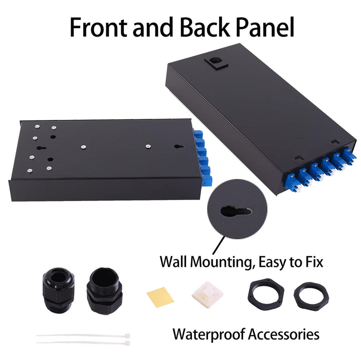 LGX Panel Wall Mount Fiber Enclosure LC-UPC Kit Enthält 6 Duplex LC SM Koppler im Karton mit 12 Strä