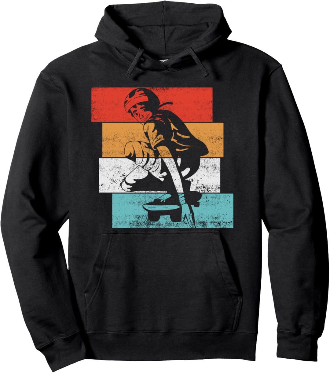 Longboard Skateboard Vintage Retro Outfit für Skateboarder Pullover Hoodie