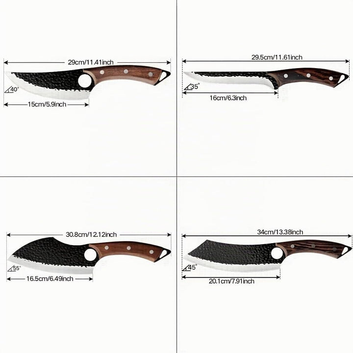 4 Stücke Kochmesser Set, Küchenmesser, Handgeschmiedet Chefmesser, Perfekt zum Schneiden Messer, Ser