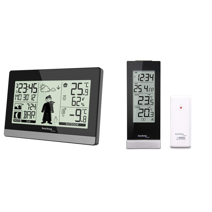 Technoline WS9612 moderne Wetterstation, schwarz &amp; Technotrade Technoline WS 9767 Temperaturstation