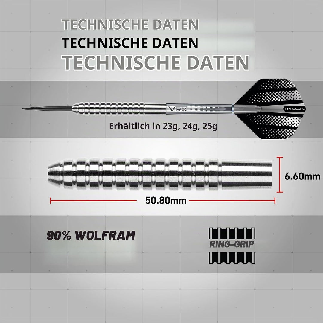 RED DRAGON Rebels Darts Set 21g, 23g, 24, 25g oder 26g Tungsten Steel Tip Darts Set mit Flights und