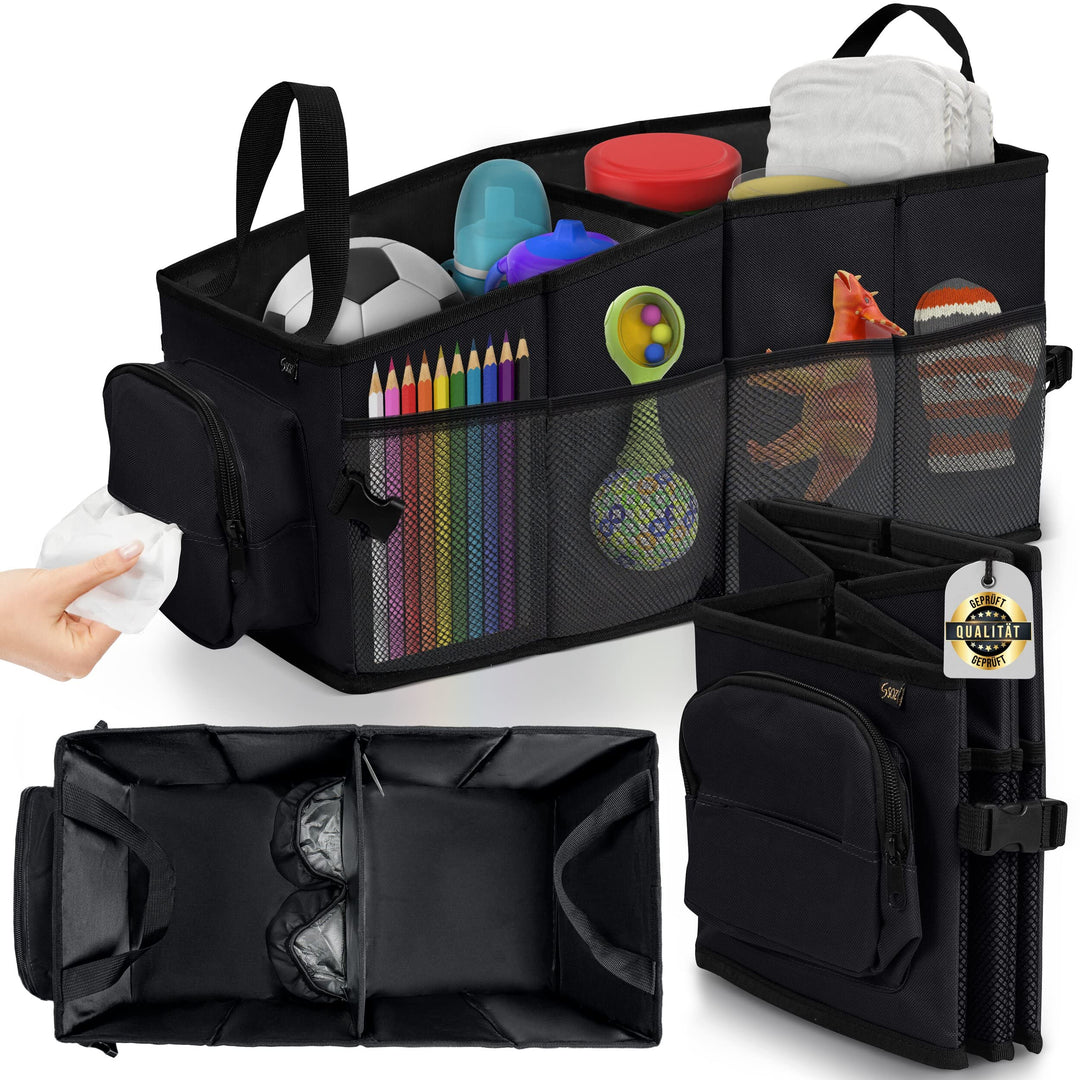 Soz® Wärmeisolierter Kofferraum-Organizer – Faltbare multifunktions XL Auto-Box mit 12 Fächern – 24