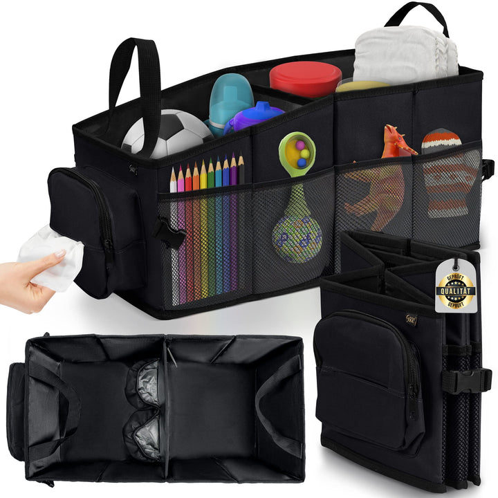 Soz® Wärmeisolierter Kofferraum-Organizer – Faltbare multifunktions XL Auto-Box mit 12 Fächern – 24
